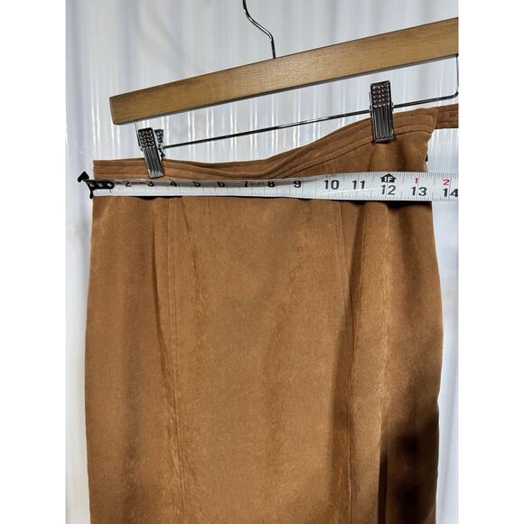 L.L. Bean Maxi A-Line Skirt Suede Western Coastal Rodeo Sz 6 P Made In Hong Kong - Picture 3 of 4